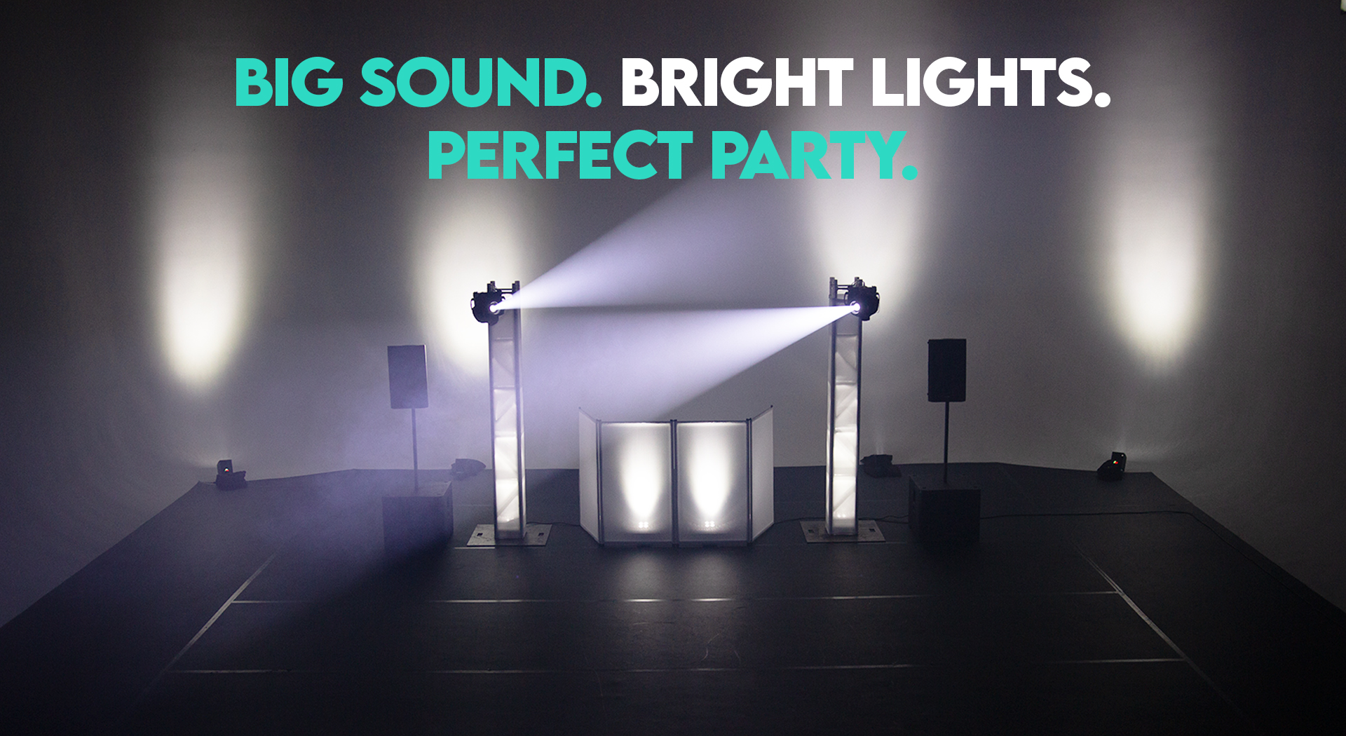 Medium-size DJ sound and lighting setup for private parties and corporate events in Arizona