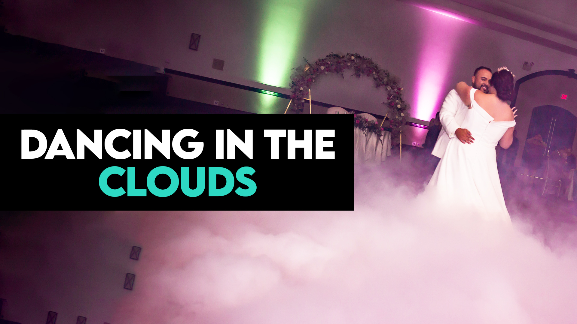 Low-lying wedding fog covering the dance floor during a couple’s first dance