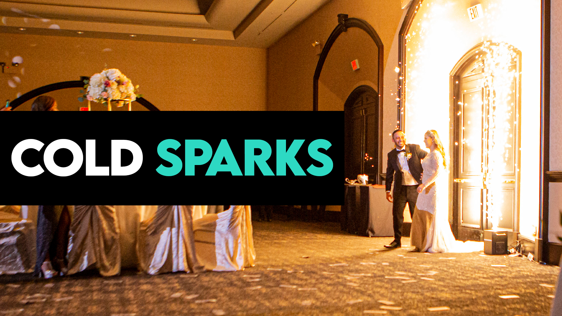 Cold spark fountain effect at a wedding reception in Scottsdale by AZ Party Rockers