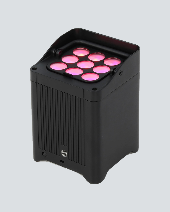 Chauvet DJ Freedom Flex H9 IP wireless battery-powered LED wash uplight illuminating outdoor weddings, corporate events, festivals, stages, venues and special events with vibrant RGBAW UV color mixing.